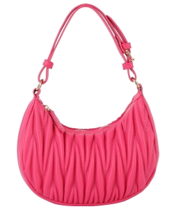 Fashionable Hobo Bag Quilted Pattern Zipper Adjustable DX-0185-M FUCHSIA